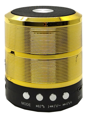 Imagem 2 de 7 de Kit 2 Mini Caixa De Som Portátil Bluetooth Ws-887 Dourada