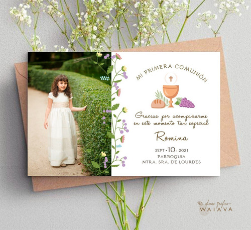Imagen 8 de 10 de Estampas Nenas Primera Comunión 11 X 7 Cm Horiz C/foto X 3u