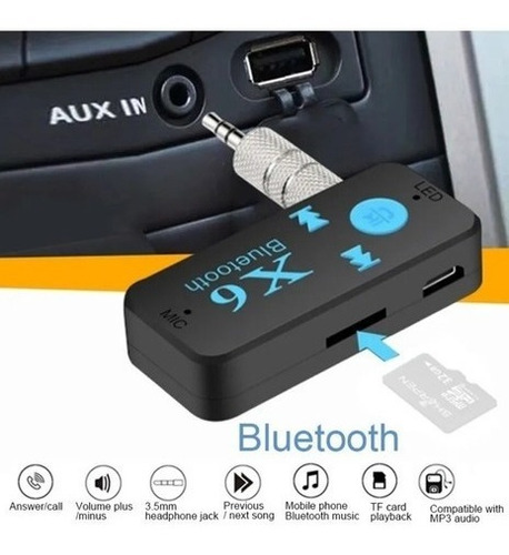 Receptor Transmisor Bluetooth Micro Sd Auxiliar Audio Carro