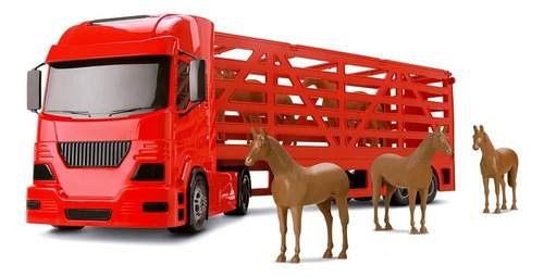 Brinquedo Caminhão De Cavalos Haras 60 Cm - Silmar Cor Vermelho