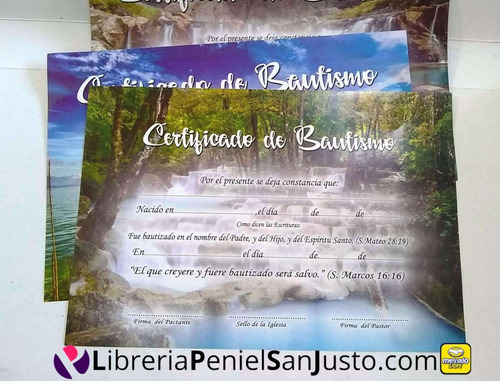 Imagen 6 de 9 de Certificados De Bautismo - Pack X 20 Unidades