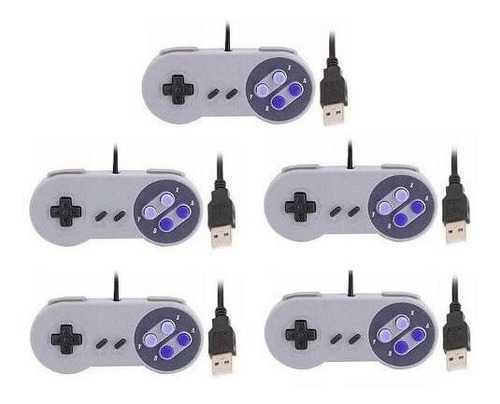 Kit 5 Controles Usb Super Nintendo Snes Joystick Windows