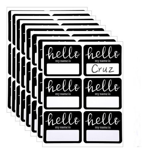 Pegatinas Hello My Name Is, Color Negro, 240 Unidades