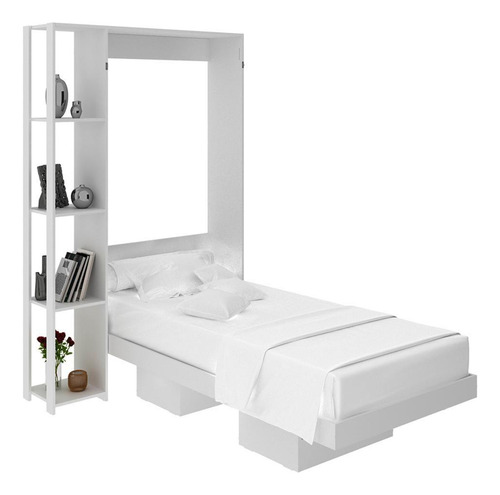 Cama Retrátil De Parede Solteiro Cm8013 Branco Tecno Mobili