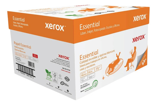 Hojas Blancas Carta Xerox Essential Caja C/10 Paq De 500 C/u Color Blanco