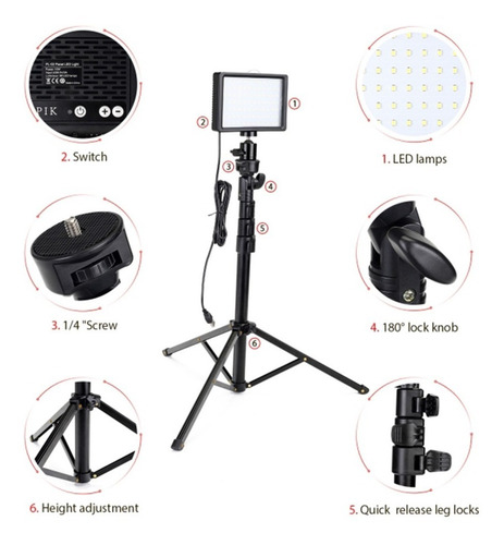 Imagen 5 de 10 de Kit 2 Iluminador Panel Led Usb Soporte C/ Filtros De Color