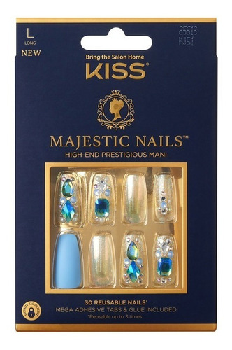 Uñas Glue-on Kiss - Majestic Blue Diamond
