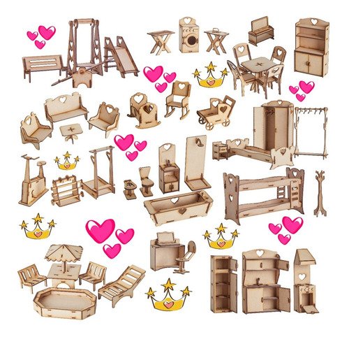 Imagen 2 de 3 de 45 Muebles Para Casita De Muñecas! Barbie! G I G A N T E !