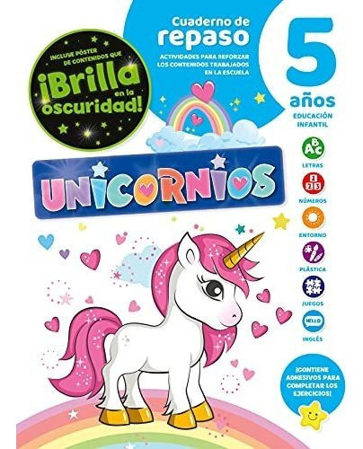 Unicornios, Cuaderno De Repaso, 5 Años, De Aa. Vv.. Editorial Saldana, Tapa Blanda En Español, 2021