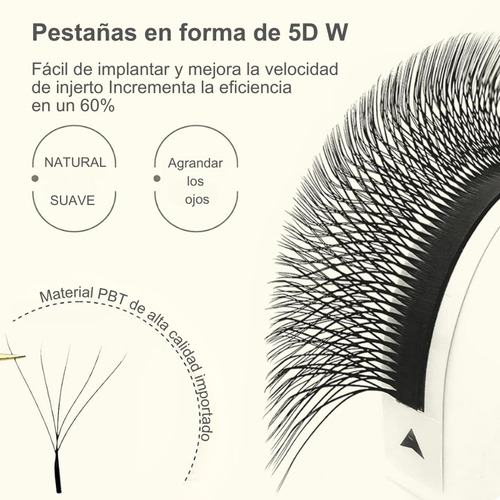 Extensiones De Pestañas 5d W Shape Largo 8-15 Mm Mixto 0.07