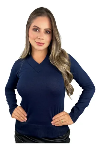 Sueter feminino hotsell azul marinho