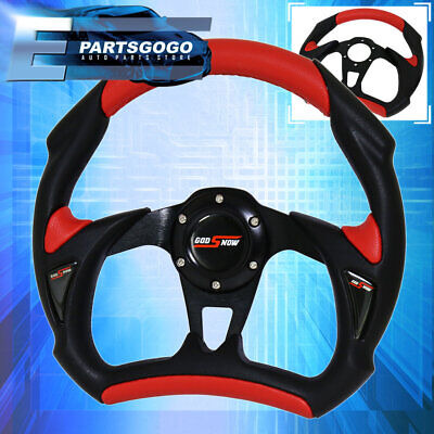 Universal 320mm Red Black Steering Wheel Battle Style +  Aac