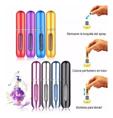Mini Perfumero Portatil Recargable 5ml Atomizador Colores