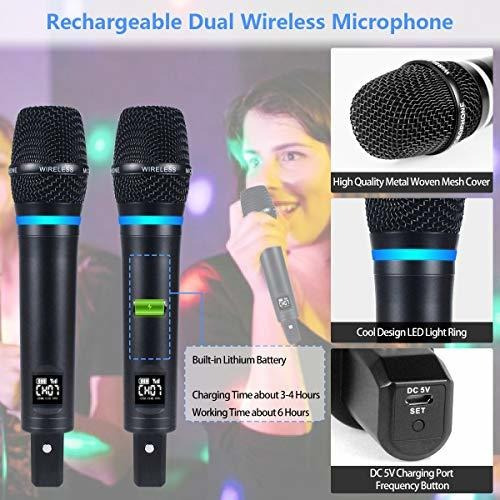 S9 Uhf Microfono Inalambrico Recargable Para Karaoke Dual