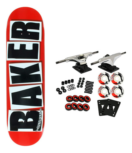 Baker Skateboard Marca Completa Logo Rojo Negro 8.47