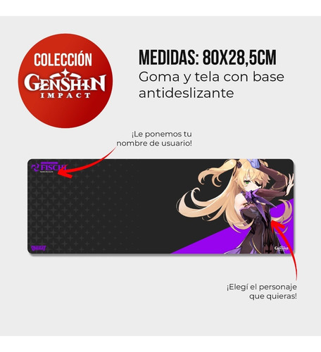 Imagen 2 de 8 de Mousepad Xl (80x28,5cm) - Edición Genshin Impact