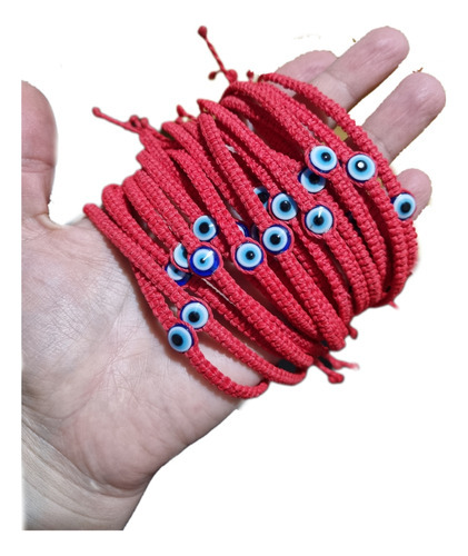 10 Pulseras Ojo Turco Hilo Encerado Macrame Rojas Envidia 