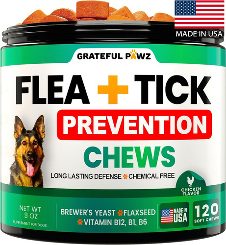 Suplemento Pulga + Garrapata Grateful Pawz 120 Soft Chews