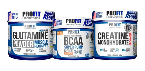 Bcaa Super 6:1:1 Em Pó 300g + Glutamina 300g + Creatina 300g