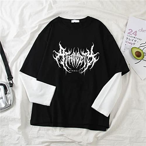 Camiseta De Manga Larga Con Estampado Negro Opaco