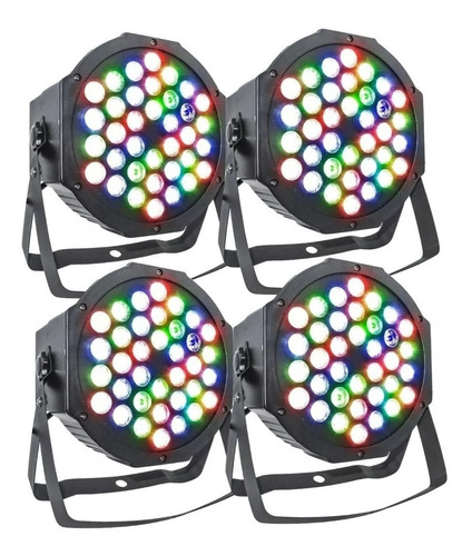 Pack 4 Unidades Tacho Par Led 36x1.5w Luces Led Rgb Dmx