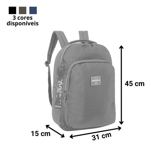 Mochila Escolar Juvenil Luxcel Crinkle Tactel Up4you 23L Cor Azul