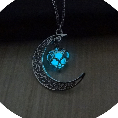 Collar Dije Luna Luminoso Brillante Oscuridad Noche C111