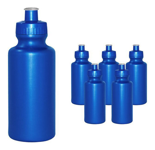 Kit 6 Squeezes 550ml Azul Plástico Premium