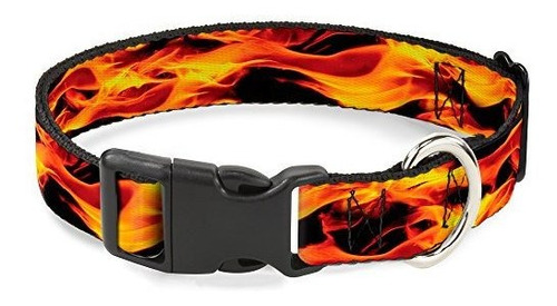 Buckle-down Plastic Clip Collar - Flames Vivid Black-orange 