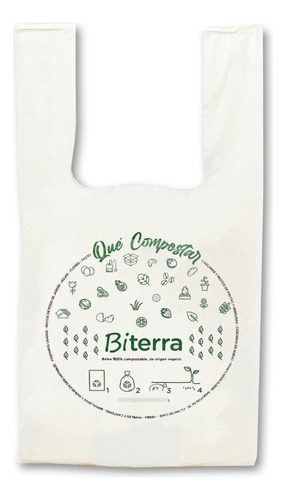 Bolsa Camiseta Biodegradable Compostable Biterra 45x60