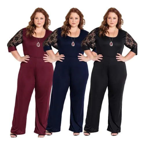 Macacao com renda plus size sale