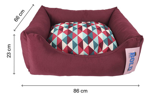 Cama Para Perros Bold Dog Bed Neo Burgundy Geometric Large