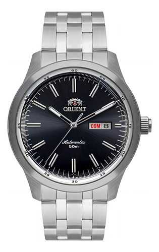 Relógio Orient Masculino Automático F49ss004 G1sx Cor da correia Prateado Cor do bisel Prateado Cor do fundo Preto