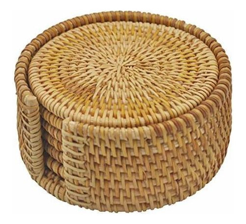 Handwoven Rattan Coasters - Cup Base Plates & Dishes Insulat