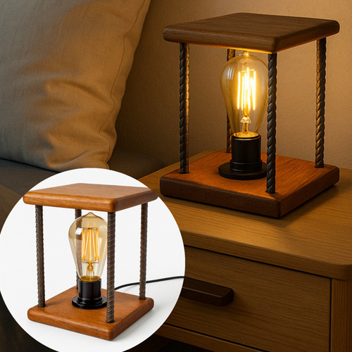 Par De Abajur De Madeira Marrom Para Criado-mudo E Quarto Luminária Moderna, Elegante, Atemporal Com Design Exclusivo E Acabamento Premium 110v/220v