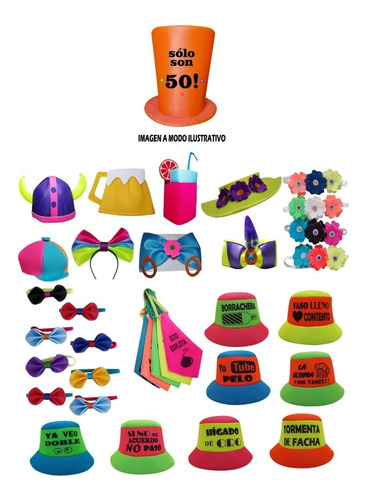Cotillón, Cotillon Carioca, Gorros Cotillón Décadas X40 Unid