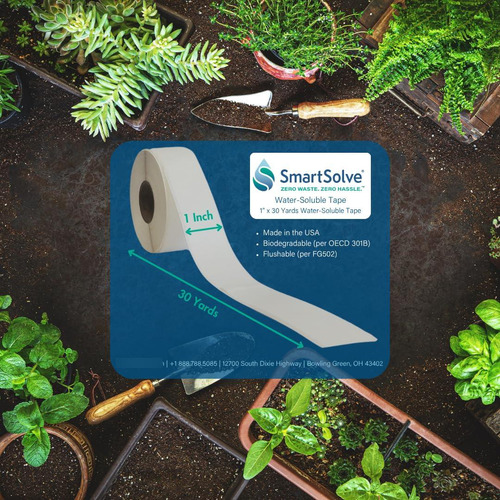 Cinta Soluble En Agua 1 X 30 Yardas Autoadhesiva Biodegradab