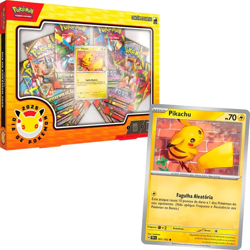 Box Coleção Dia Pokémon 2026 Booster Cartas Pikachu Copag
