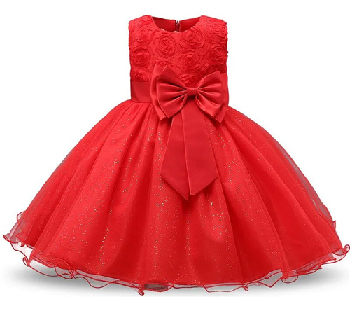 Vestido De Princesa Para Niña  Color Burdeos  Con Lentejuela