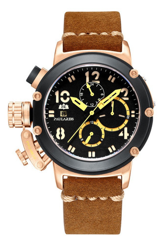 Paulareis Reloj Cronógrafo Luminoso Para Hombre Color Del Fondo Negro/amarillo