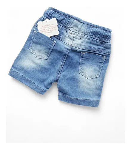 Short Bermuda Jeans Infantil Menino Barra Colorida Parcelamento
