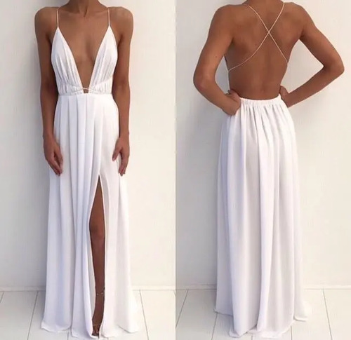 Vestido Escote Y Tajo Importado Fiesta Egreso Gala | Envío gratis