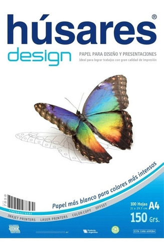 Imagen 1 de 1 de Resma Papel A4 Iram Husares Design 150gr 100 Hojas