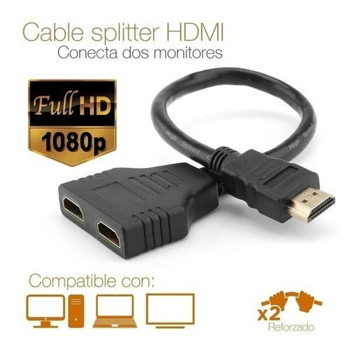 Split Splitter Multiplicador Hdmi A 2 Pantallas Monitores 