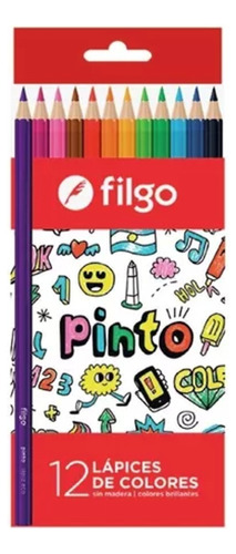 Lápices Filgo  Color Caja X 12 Colores Brillantes Largos 