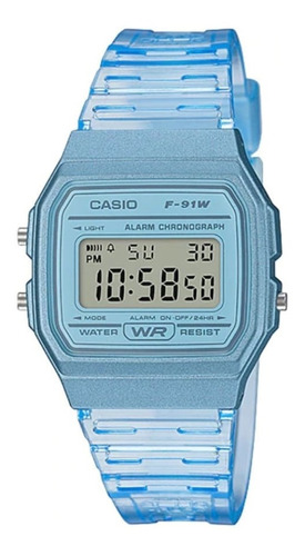 Reloj Casio F-91ws-2cf Celeste Circuit