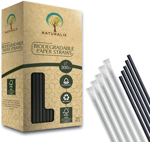 Pitillos Biodegradables Ecológico Sin Colorantes Pack X 300