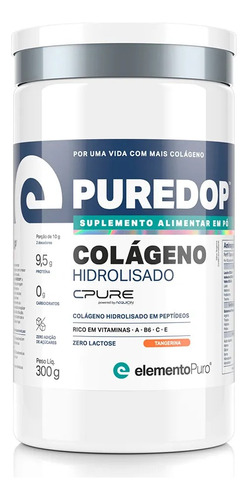 Puredop 300g Colágeno Hidrolisado Cpure - Tangerina