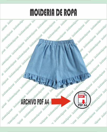 Molderia Textil Short Dama Con Volado Imprimible En Pdf  A4 