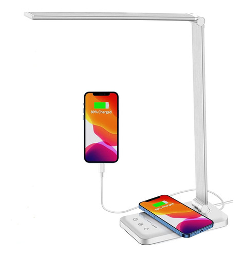 Led Desk Lamp With Wireless Charger, Usb Charging Port, Desk